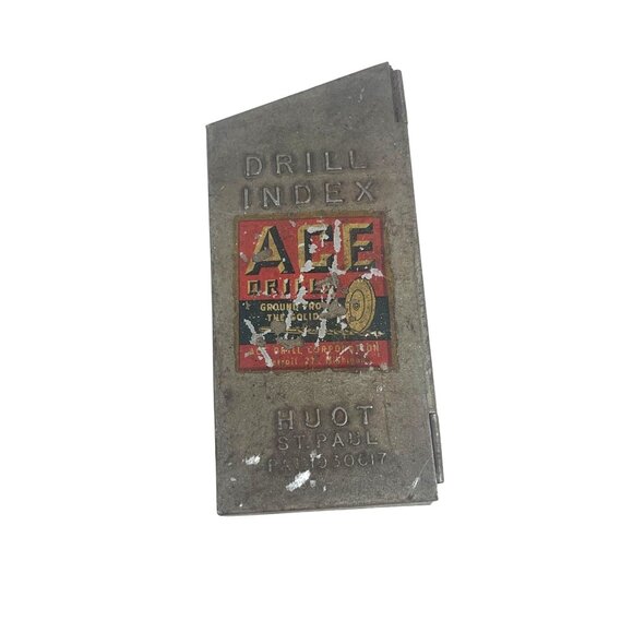 Ace Drill Index Vintage Huot St. Paul Metal Case With Assorted Drill Bits - Picture 5 of 8